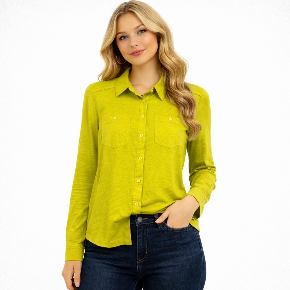 BODEN Neon Yellow Button Down Long Sleeve Collar Shirt 6P